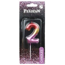 Свічка в торт Цифра-2 райдужна 6см Pelican (1) (12) (600) 866062 