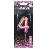 Свеча в торт Цифра-4 радужная 6см Pelican (1) (12) (600) 866064 
