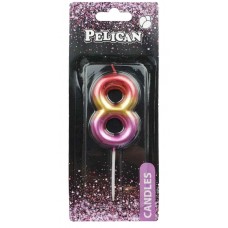 Свічка в торт Цифра-8 райдужна 6см Pelican (1) (12) (600) 866068 