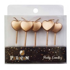 Набор свечей в торт Сердечко 5шт золото (12) (576) 868711