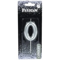 Свічка в торт Цифра-0 срібло 6см (1) (12) (600) 866020 Pelican
