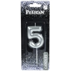 Свічка в торт Цифра-5 срібло 6см (1) (12) (600) 866025 Pelican