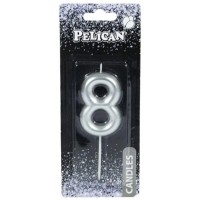 Свічка в торт Цифра-8 срібло 6см (1) (12) (600) 866028 Pelican