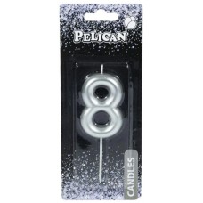 Свічка в торт Цифра-8 срібло 6см (1) (12) (600) 866028 Pelican