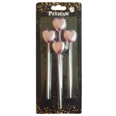 Набор свечей в торт Сердце на палочке 4 шт розовое золото (24) (480) №868603