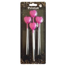 Набор свечей в торт Сердце на палочке 4 шт розовый (24) (480) №868604