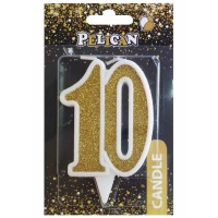 Свеча юбилейная 10 7 см золото Pelican (1) (32) 867110