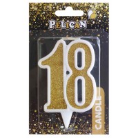 Свеча юбилейная 18 лет , 7см золото (1) (32) 867118Pelican