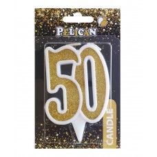 Свеча юбилейная 50 7 см золото Pelican (1) (32) 867150