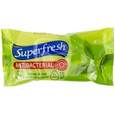 Салфетки влажные Super Fresh Антибактериальные Зеленый чай 15шт (120) 0497