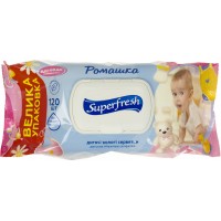 Салфетки влажные Super Fresh 120 шт для детей и мам, chamomile с клапаном (9) 9010