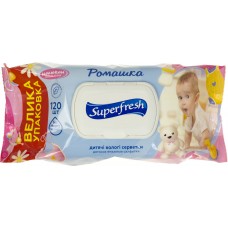 Салфетки влажные Super Fresh 120 шт для детей и мам, chamomile с клапаном (9) 9010
