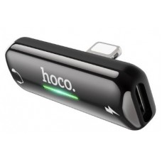 Адаптер переходник lightning> lightning power-lightning audio Hoco LS27 metal grey