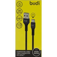 Кабель USB > Type-C Budi 2.4A 1 м black Breidon DC210T  