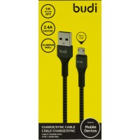 Кабель USB > microUSB Budi 2.4 A 1 м Black Breidon M8J210M/DC210M1B