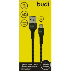 Кабель USB > microUSB Budi 2.4 A 1 м Black Breidon M8J210M/DC210M1B