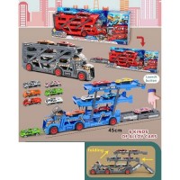 Трейлер 29,5 см, раскладывается, машинки металлические 6 шт, в коробке, 41 х15,5 х7,5 см, 3 цвета (24) K180A10