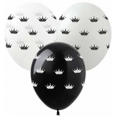 Набор шариков воздушных латексных 12 30см Короны черные 10 шт Pelican (5) 828699