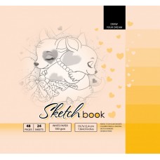 Скетчбук 24 листа 200 х200 мм чистые листы, матовая ламинация (10) №БК201 / 4/2128 Мандарин