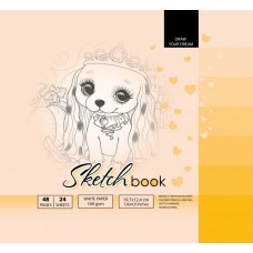 Скетчбук 24 листа 200 х200 мм чистые листы, матовая ламинация (10) №БК201 / 13/21405 Мандарин