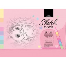 Скетчбук 24 листа 197 х124 мм чистые листы, матовая ламинация №7БЦ / 2103 Мандарин