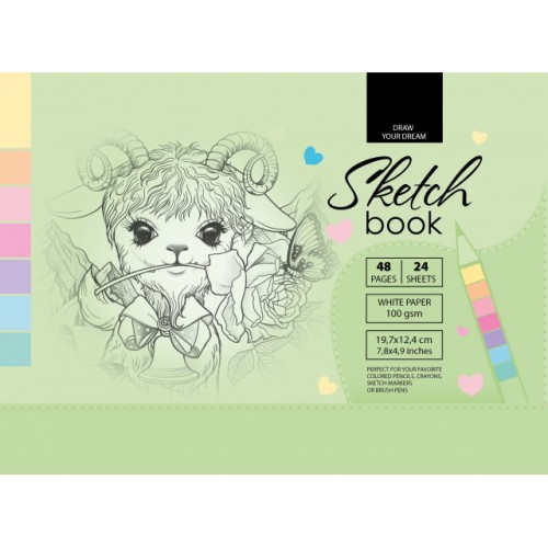 Скетчбук 24 листа 197 х124 мм чистые листы, матовая ламинация №7БЦ / 21383 Мандарин