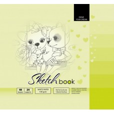 Скетчбук 24 листа 200 х200 мм чистые листы, матовая ламинация №7БЦ / 2127 Мандарин