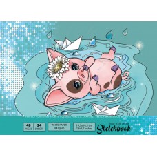  Скетчбук 24/100 A5 чистые листы,матовая ламинация (10) №7БЦ/БК209/28/21577 Мандарин