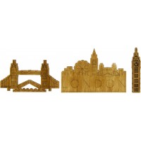 Магниты London (набор 3 шт) 5-7 см фанера лакированная