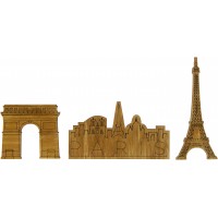 Магниты Paris (набор 3 шт) 6-11 см фанера лакированная