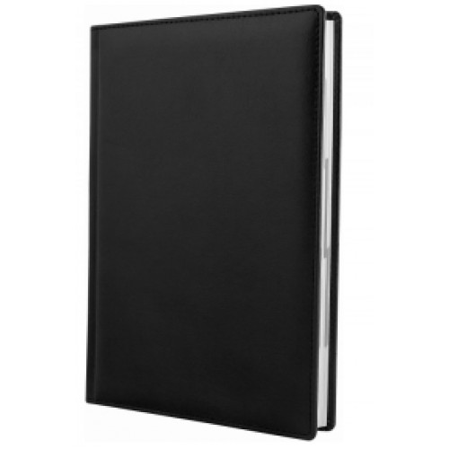 Щоденник А5 Optima датований 2026 чорний натуральна шкіра O25200-01