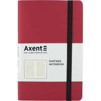 Блокнот B6 96 аркушів клітинка картонна обкладинка Axent Partner Soft червоний (18) 8206-05 