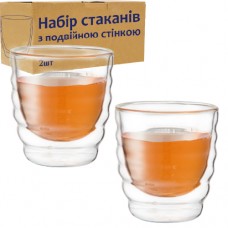 Набор стаканов стекло 2 шт 200 мл с двойной стойкой S&T (12) 202-7  
