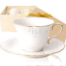  Набор чайный керамический 2 предмета чашка 220 мл и блюдце Белая ночь S&T (18) №2340