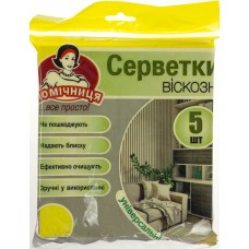 Серветки віскозні для прибирання Помічниця (5 шт) 34 Х38 см (50) 8480