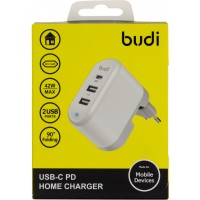 Зарядний пристрій Budi M8J028TE 2USB+Type-C 2.4А 42W white/Breidon/