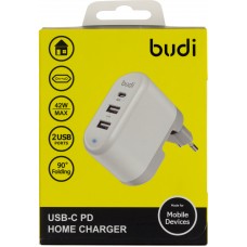 Зарядний пристрій Budi M8J028TE 2USB+Type-C 2.4А 42W white/Breidon/