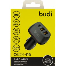 Зарядное устройство автомобильное Budi быстрая зарядка 3.0 2USB Type-C black Breidon CC626TB