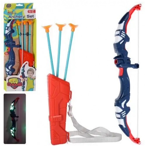 Лук стрелы на присосках 3 шт. 40 см. светится. на батарейке. в коробке 15х44х3см MR0687