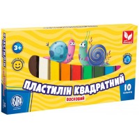 Пластилин восковой 10 цветов 190 гр Школярик квадратный (24) 303115006