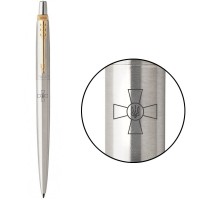 Ручка шариковая Parker Jotter сталь с позолотой эмблема ВСУ 16032_W001b