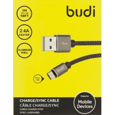 Кабель USB > microUSB Budi 2.4A 3м DC206M/M8J206M09-BLK