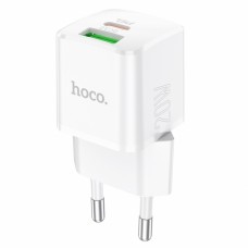 Зарядное устройство Hoco N20 быстрая зарядка 3.0 2в1 (adapter и cable) 1USB 3A 1Type-C-Lightning white