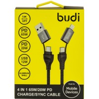 Кабель 4в1 Budi 1м black DC225CL10B