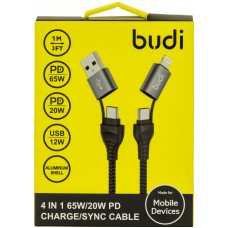 Кабель 4в1 Budi 1м black DC225CL10B