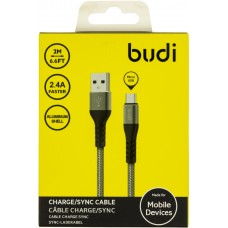 Кабель USB > microUSB Budi 2.4A 2м grey DC197M20H/Breidon/