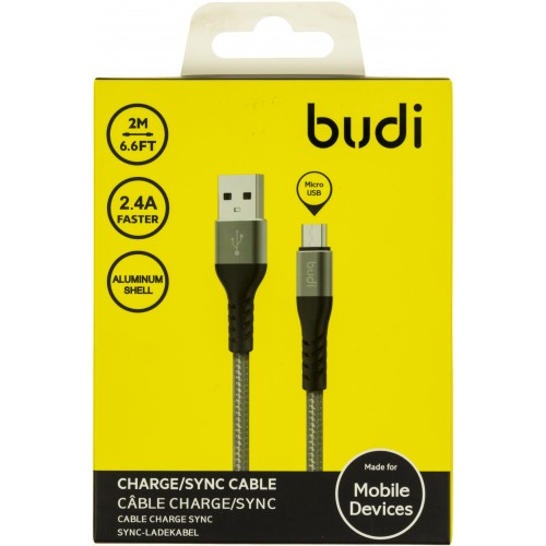 Кабель USB > microUSB Budi 2.4A 2м grey DC197M20H/Breidon/