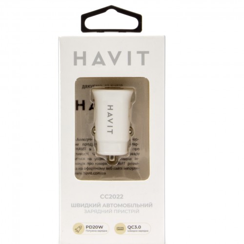 Зарядний пристрій авто Havit HV-CC2022 USB+Type-C 20W white(5)