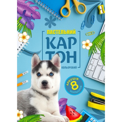 Картон кольор. A4 одностор. 8арк. пастельний КЦ026/22114/Мандарин/(50)