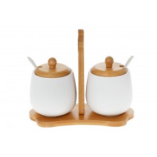 Набір банок для сип. прод. керам."Naturel"2шт 0,35л з ложк.,на бамб. під. №289-397/Bonadi/